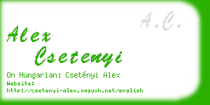 alex csetenyi business card